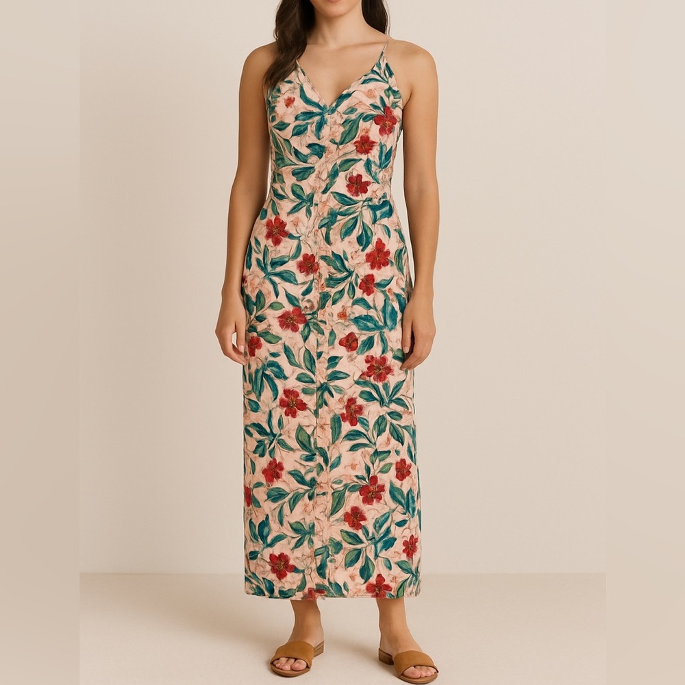 TOPSHOP - WOMEN’S FLORAL PINK DRESS - SIZE US 4